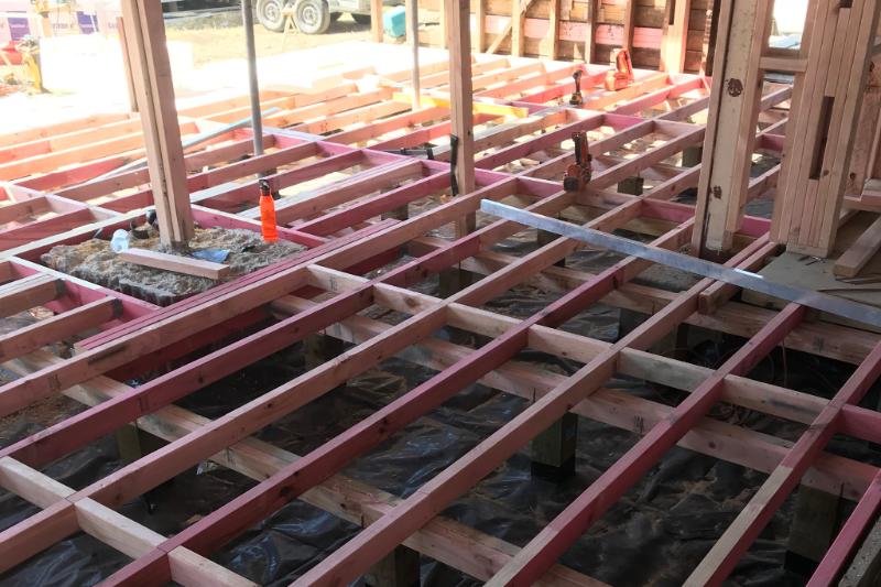 Subfloor framing on a renovation Christchurch by Gareth Davis Builders
