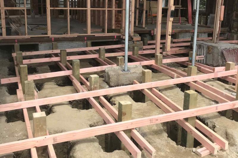 Hanging piles ready for concrete in a Christchurch home renovation